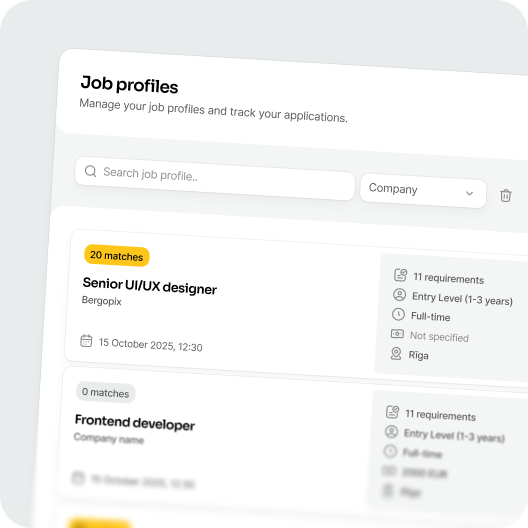 Create job profiles and view candidate match scores